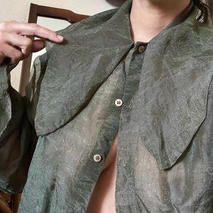 Forest Green, Sheer Vintage Blouse